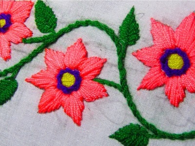 Hand embroidery:  Easy beautiful Border Line Embroidery Design. #Embroidery