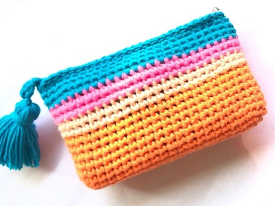 How to Crochet a Pouch With Zipper (out of Scrap Yarns)
