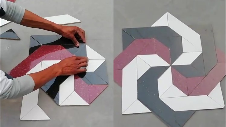 How to make 3d center floor tiles design part 4