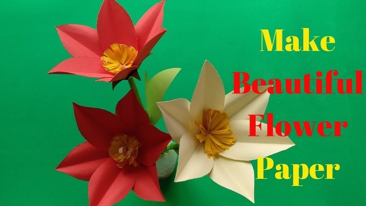 How To Make Beautiful Stick Flower From Paper #16 | Making Paper Flowers | Home Diy Crafts Paper
