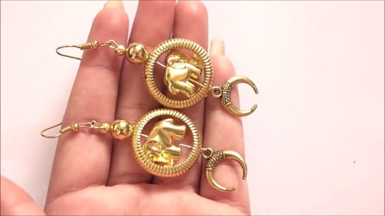 How to Make Golden Elephant & Pearl Earrings in 2 Minutes at Home || DIY|| Art with HHS