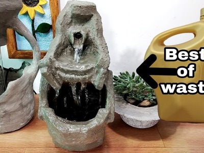 How to make very nice cemented waterfall fountain water fountain