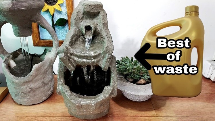How to make very nice cemented waterfall fountain water fountain