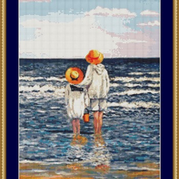 Children Paddling Cross Stitch Pattern