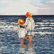 Children Paddling Cross Stitch Pattern