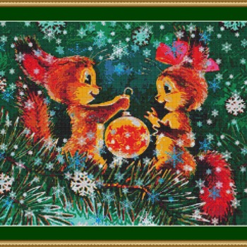 Decorating The Tree Cross Stitch Pattern