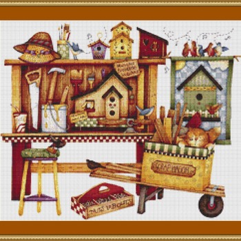 Bird Boxes Cross Stitch Pattern