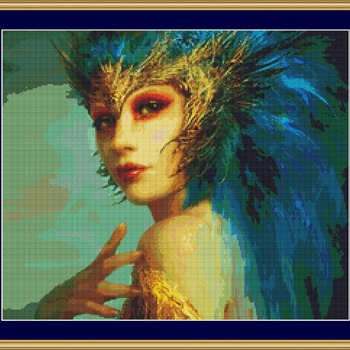 Blue Feathers Cross Stitch Pattern