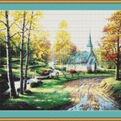 Country Church Cross Stitch Pattern