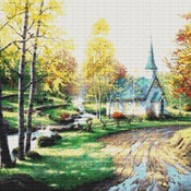 Country Church Cross Stitch Pattern