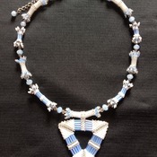 Handmade White Blue Silver Crystal Triangle  Necklace Jewellery