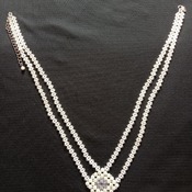 Handmade White Pearl Diamond Shape Double Line Necklace Jewellery