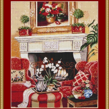 By The Fireplace Cross Stitch Pattern