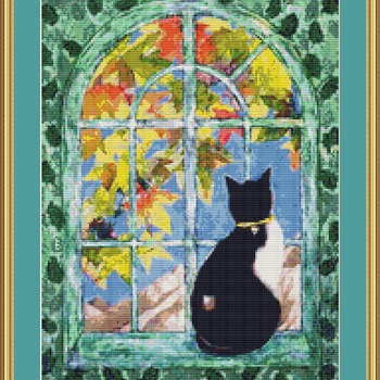 Cat By The Window Cross Stitch Pattern