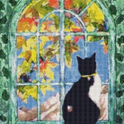 Cat By The Window Cross Stitch Pattern