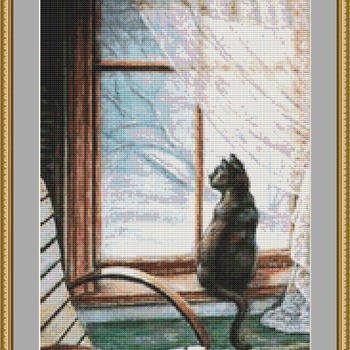 Cat In The Window Cross Stitch Pattern