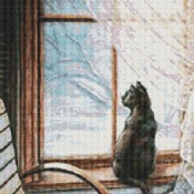 Cat In The Window Cross Stitch Pattern