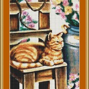 Cat On A Stool Cross Stitch Pattern