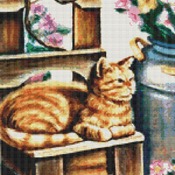 Cat On A Stool Cross Stitch Pattern