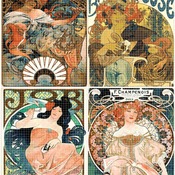 counted cross stitch pattern 4 reclame Mucha stained 313 * 292 stitches CH2354