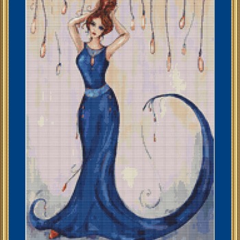 Elegance In Blue Cross Stitch Pattern