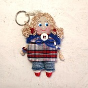 Handmade keychain doll. Keychain for a bag. Miniature doll. Gifts for girls. Pendant doll. Keychain rag doll.