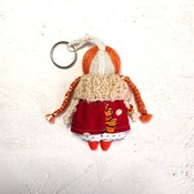 Keychain-doll. Doll accessory. Handmade rag doll. Pendant doll. Keychain for a bag. Miniature doll. Gifts for girls.