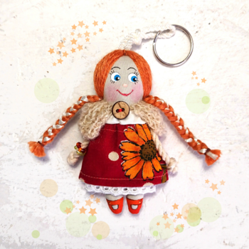 Keychain-doll. Doll accessory. Handmade rag doll. Pendant doll. Keychain for a bag. Miniature doll. Gifts for girls.