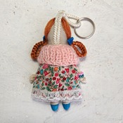 Keychain rag doll. Doll accessory. Handmade rag doll. Pendant doll. Keychain for a bag. Miniature doll. Gifts for girls.