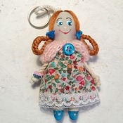 Keychain rag doll. Doll accessory. Handmade rag doll. Pendant doll. Keychain for a bag. Miniature doll. Gifts for girls.