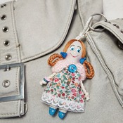 Keychain rag doll. Doll accessory. Handmade rag doll. Pendant doll. Keychain for a bag. Miniature doll. Gifts for girls.