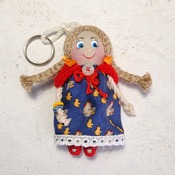 Keychain rag doll. Doll accessory. Handmade rag doll. Pendant doll. Keychain for a bag. Miniature doll. Gifts for girls.