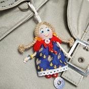 Keychain rag doll. Doll accessory. Handmade rag doll. Pendant doll. Keychain for a bag. Miniature doll. Gifts for girls.