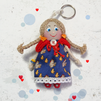 Keychain rag doll. Doll accessory. Handmade rag doll. Pendant doll. Keychain for a bag. Miniature doll. Gifts for girls.