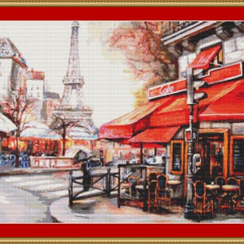 Paris Cafe Cross Stitch Pattern