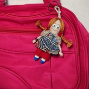 Pendant doll for bag. Small doll keychain. Keychain rag doll. Doll accessory. Handmade rag doll. Miniature doll-keychain