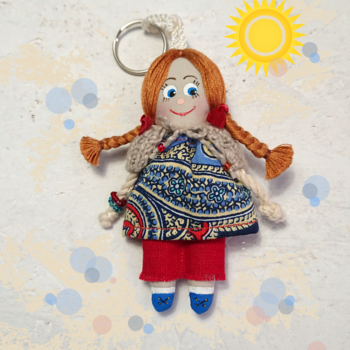 Pendant doll for bag. Small doll keychain. Keychain rag doll. Doll accessory. Handmade rag doll. Miniature doll-keychain