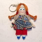 Pendant doll for bag. Small doll keychain. Keychain rag doll. Doll accessory. Handmade rag doll. Miniature doll-keychain