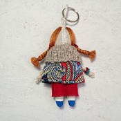 Pendant doll for bag. Small doll keychain. Keychain rag doll. Doll accessory. Handmade rag doll. Miniature doll-keychain