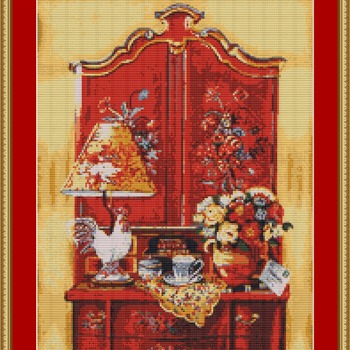 Red Dresser Cross Stitch Pattern