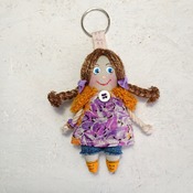 Small doll keychain. Keychain rag doll. Doll accessory. Miniature doll. Gifts for girls. Handmade doll