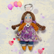 Small doll keychain. Keychain rag doll. Doll accessory. Miniature doll. Gifts for girls. Handmade doll