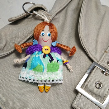 Small rag doll keychain. Doll accessory. Handmade rag doll. Pendant doll. Keychain for a bag. Miniature doll. Gifts for girls.