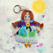 Small rag doll keychain. Doll accessory. Handmade rag doll. Pendant doll. Keychain for a bag. Miniature doll. Gifts for girls.