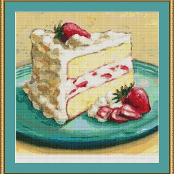 Strawberry Cake Cross Stitch Pattern