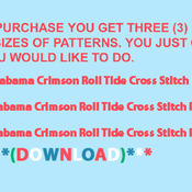 Alabama Crimson Roll Tide Cross Stitch Pattern***L@@K***Buyers Can Download Your Pattern As Soon As They Complete The Purchase