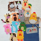 Animal finger puppets. Felt finger puppets.  Felt animals. Children puppets. Gifts for kids. First birthday.