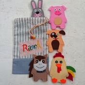 Animal finger puppets. Felt finger puppets.  Felt animals. Children puppets. Gifts for kids. First birthday.