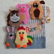 Animal finger puppets. Felt finger puppets.  Felt animals. Children puppets. Gifts for kids. First birthday.