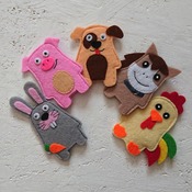 Animal finger puppets. Felt finger puppets.  Felt animals. Children puppets. Gifts for kids. First birthday.